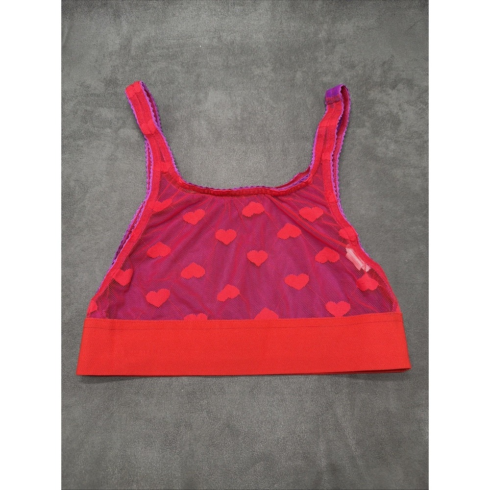 Solstice Intimates Mesh Hearts Red & Purple Bralette Size Medium